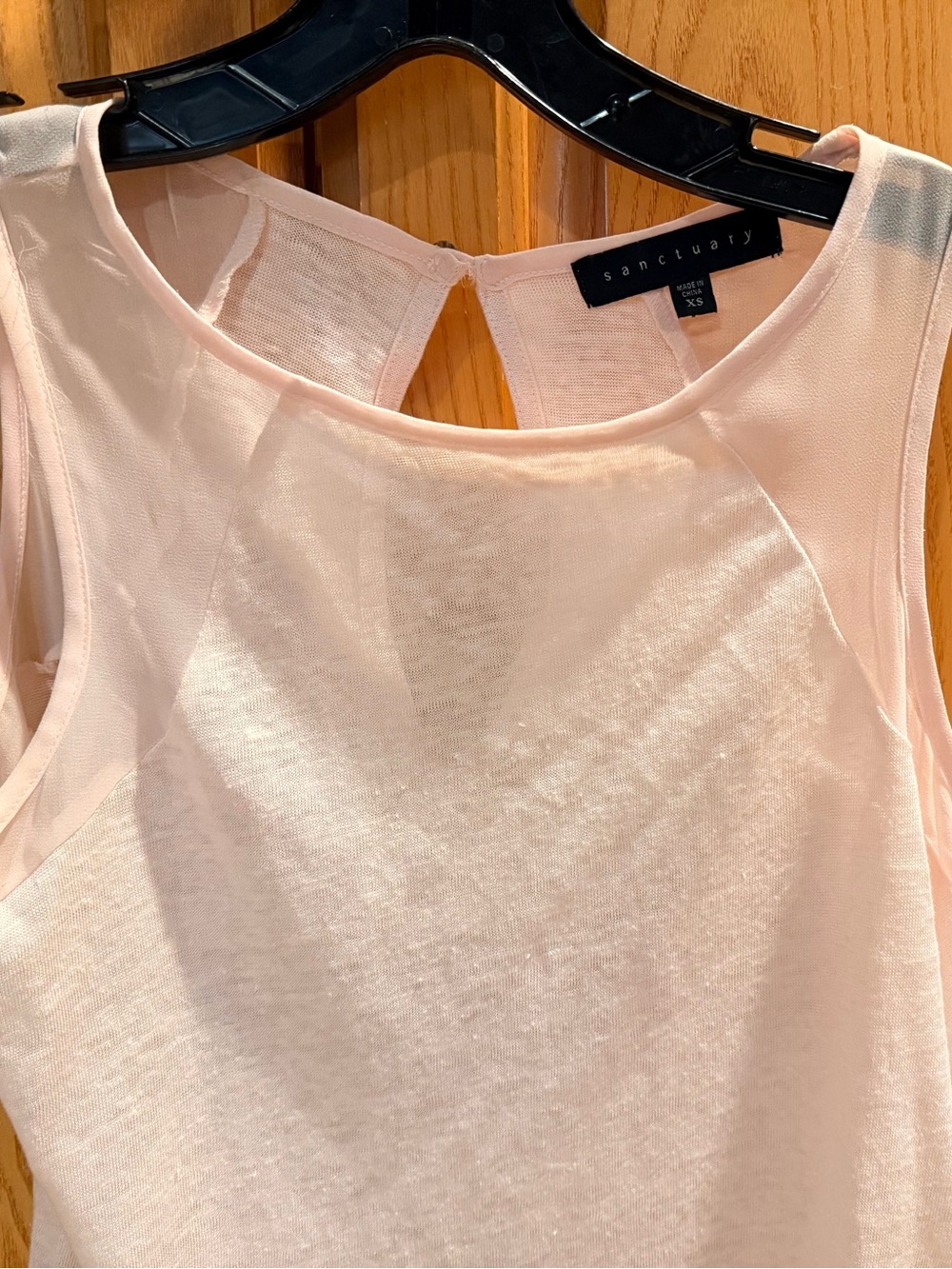 Sanctuary Linen Blend Tank Top Blush Pink Keyhole Back Women’s Size XS - Picture 3 of 5